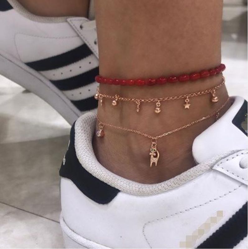 Fashion Multi-layer Five-pointed Star Anklet Bracelet Nhgy152612