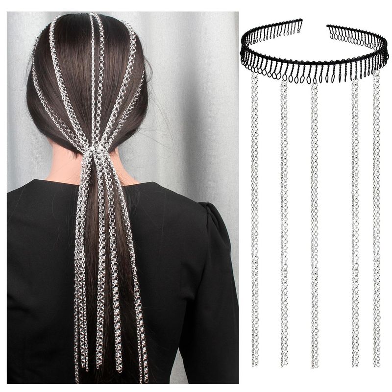 Grenz Überschreitende Beliebte Haarschmuck Haar Zahn Aluminium Kette Trend Atmos Phä Rische Acht Zeichen Kette Quaste Haarband Haarkette Weiblich 11340