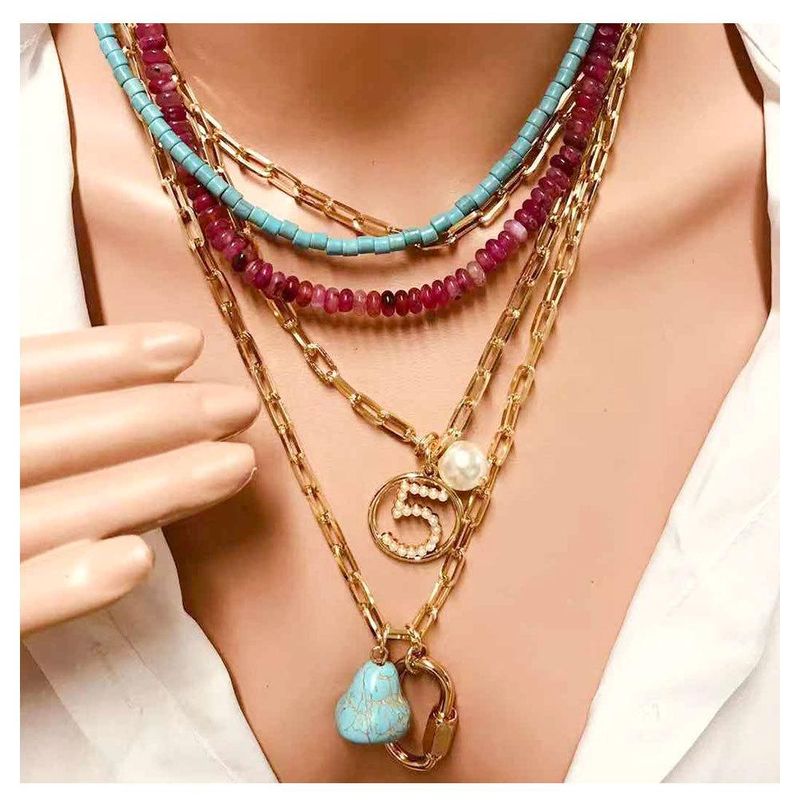 Womens V-shaped Plated Aluminum Necklaces Nhct152706