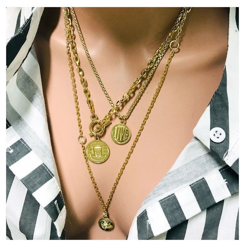 Fashion Embossed Love Multi-layer Alloy Necklace Nhct152725