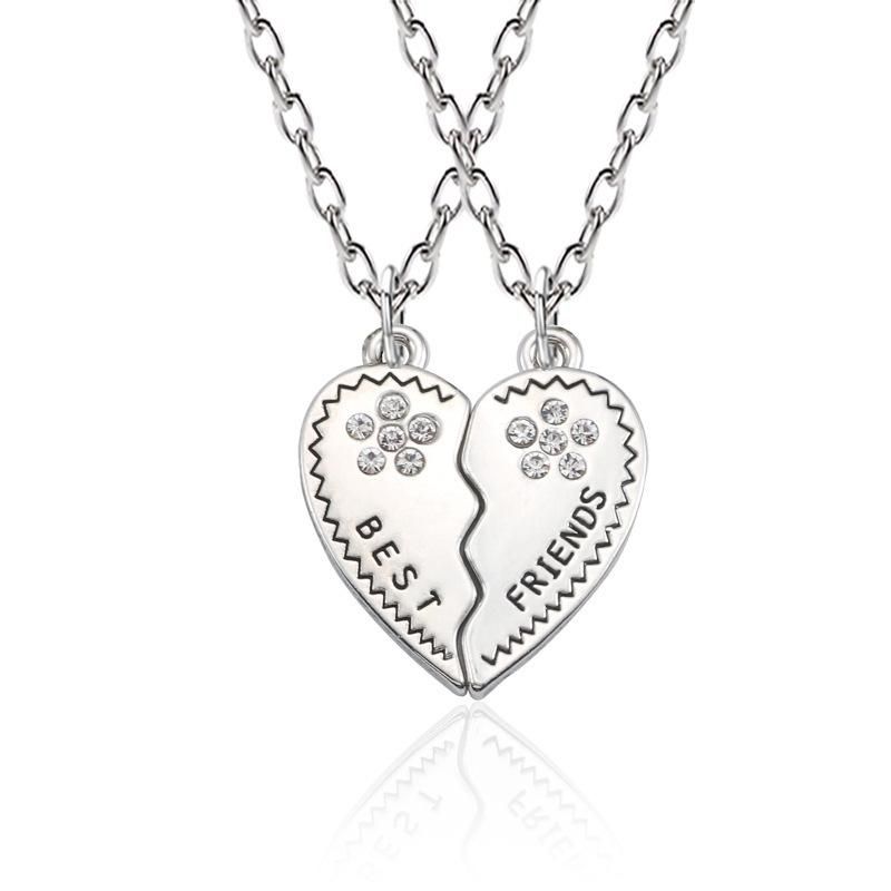 Europäische Und Amerikanische Meist Verkaufte Englische Beste Freunde Brief Halskette Diamant Liebe Pfirsich Herz Brief Halskette Weibliche Schlüsselbein Kette