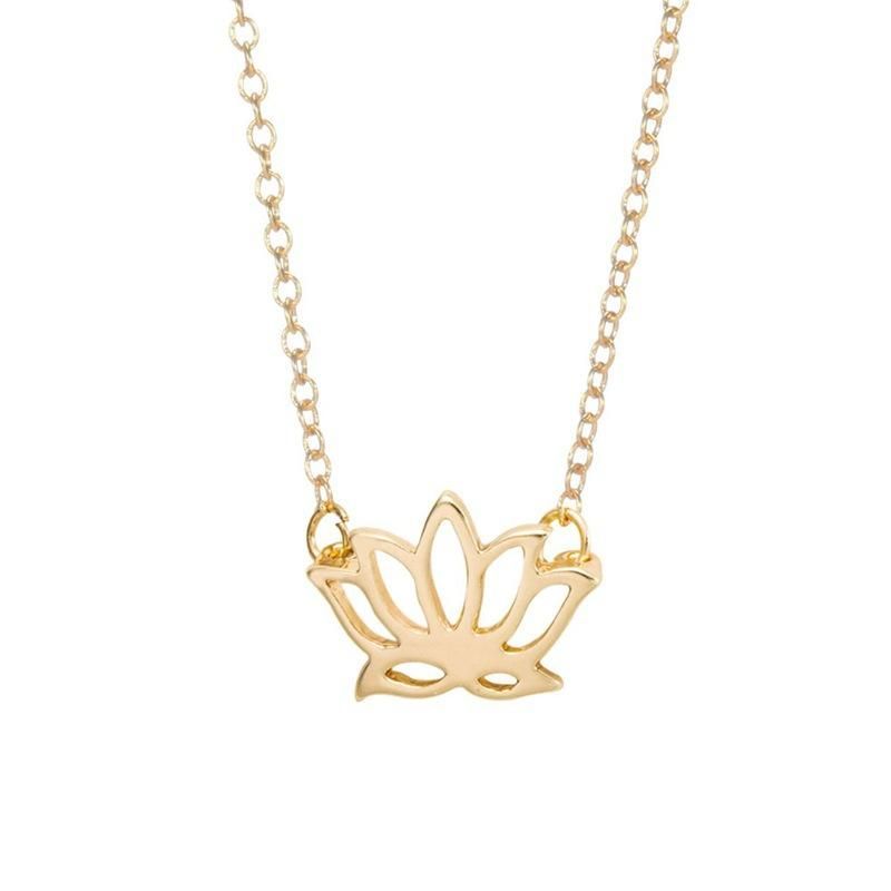 Europäische Und Amerikanische Hohle Pflanzen Lotus Halskette Mode Blume Lotus Legierung Anhänger Mit Kupferketten Halskette Hersteller Großhandel