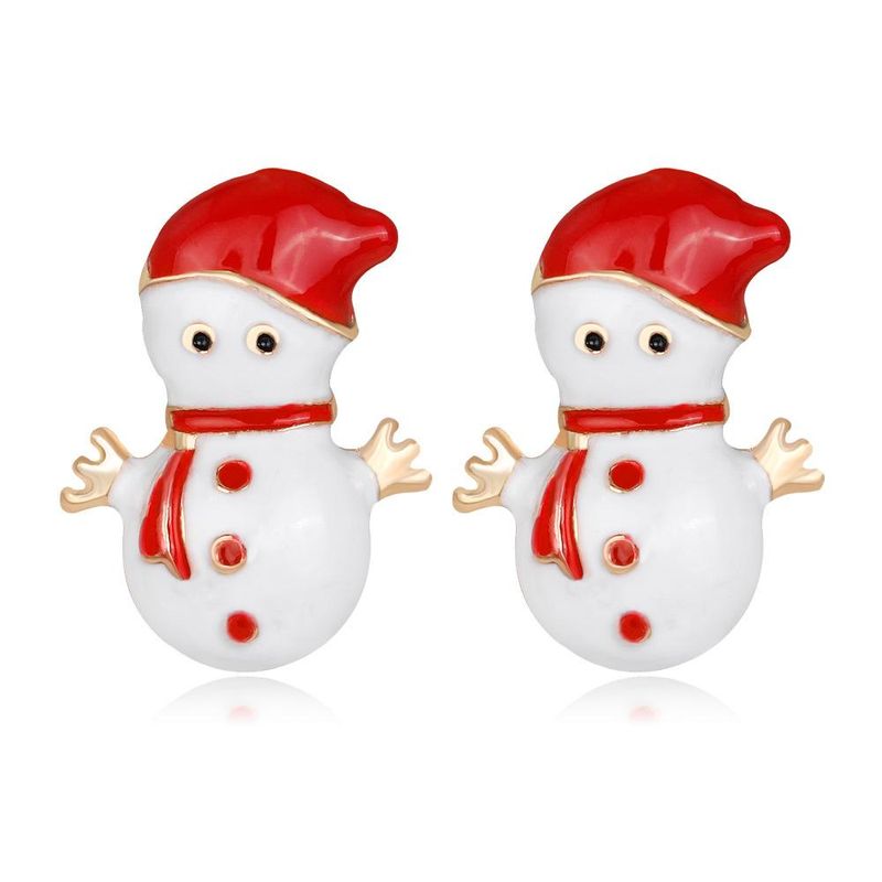 Fashion Christmas Snowman Alloy Drop Oil Earrings Nhdr152862