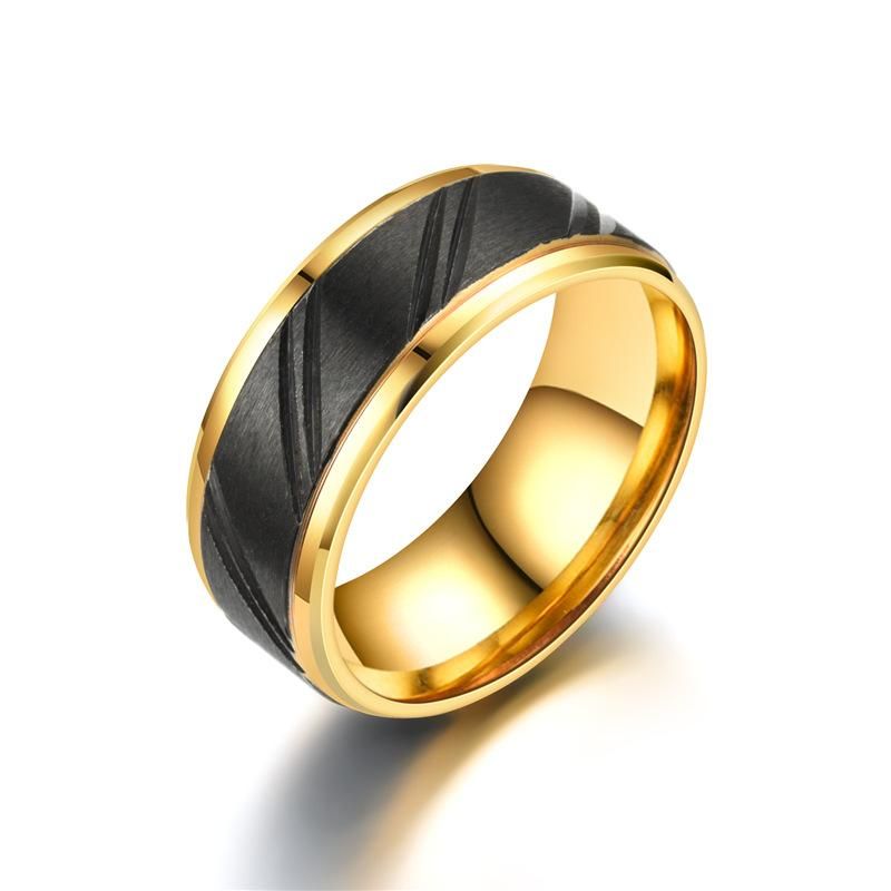 Anillo De Aleación De Oro Negro Ranurado Nhtp153001