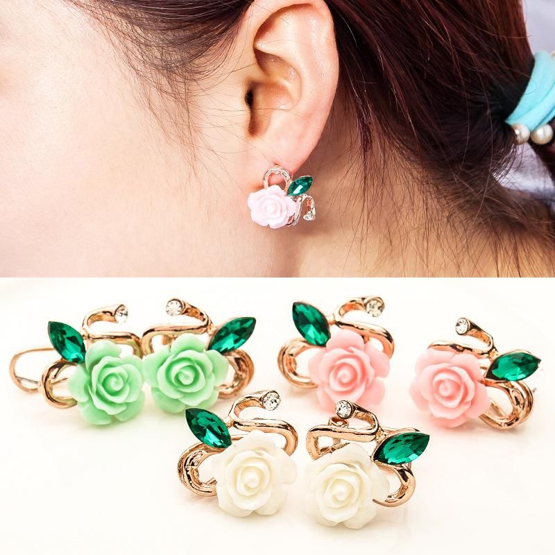 Resin Rose Stud Earrings Nhdp153027