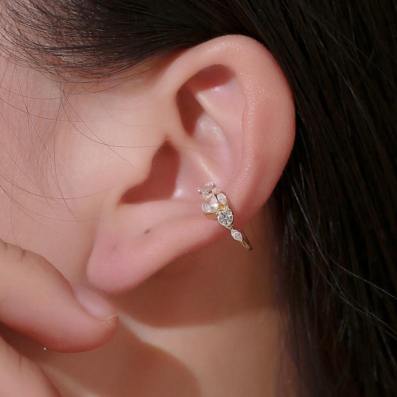 Sweet Leaves Ear Cuff Copper Inlaid Zircon Clip Earrings Nhdp153034