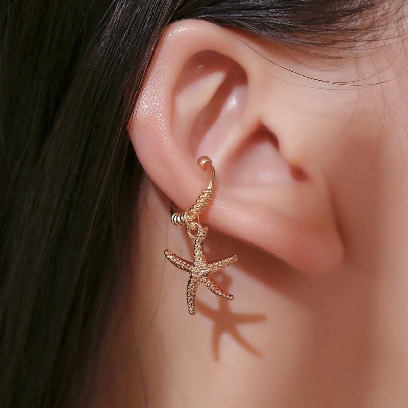 Alloy Ear Cuff Starfish Circle Clip Earrings Single Nhdp153036