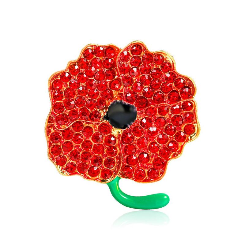 Fashion Drip With Diamonds Poppy Red Brooch Nhdr153408