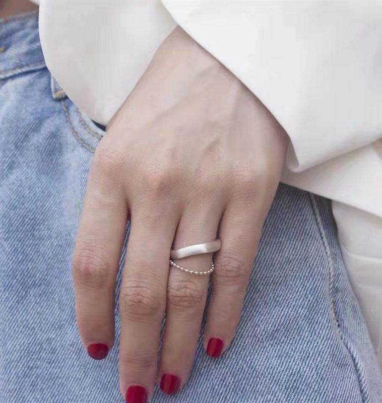 Korea Dongdaemun Mode Netz Rot Einfache Runde Perlen Kette Quaste Offene Punk Stil Persönlichkeit Ring Ring