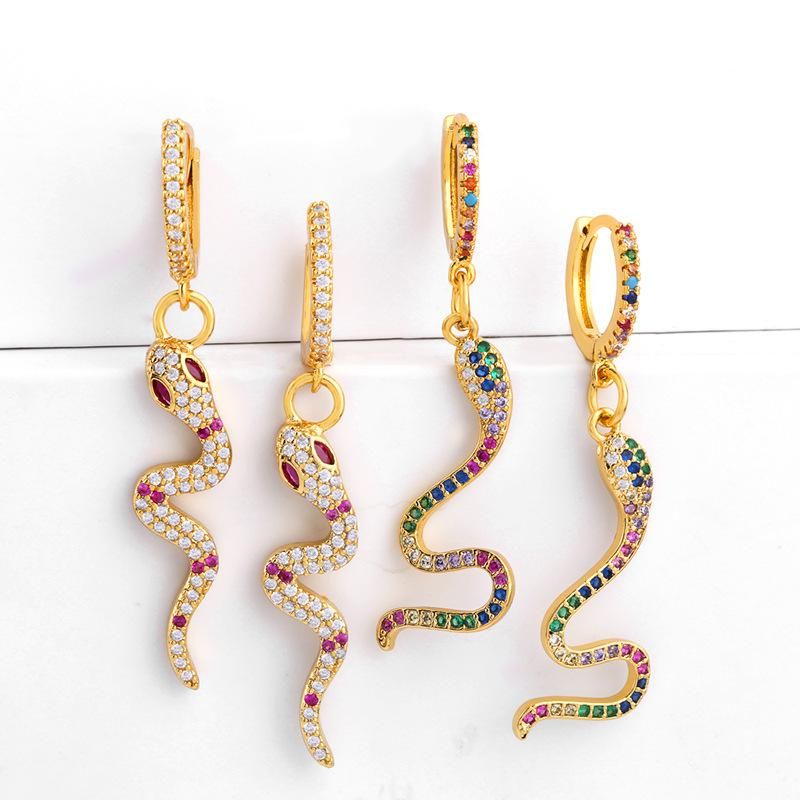 En Ligne Influenceur Bijoux Européen Et Américain Nouveau Serpent En Forme De Boucles D'oreilles Longues Oreilles Clip Exagéré Mix Et Match À La Mode Femme Boucles D'oreilles Cloutés Avec Zircon Err37