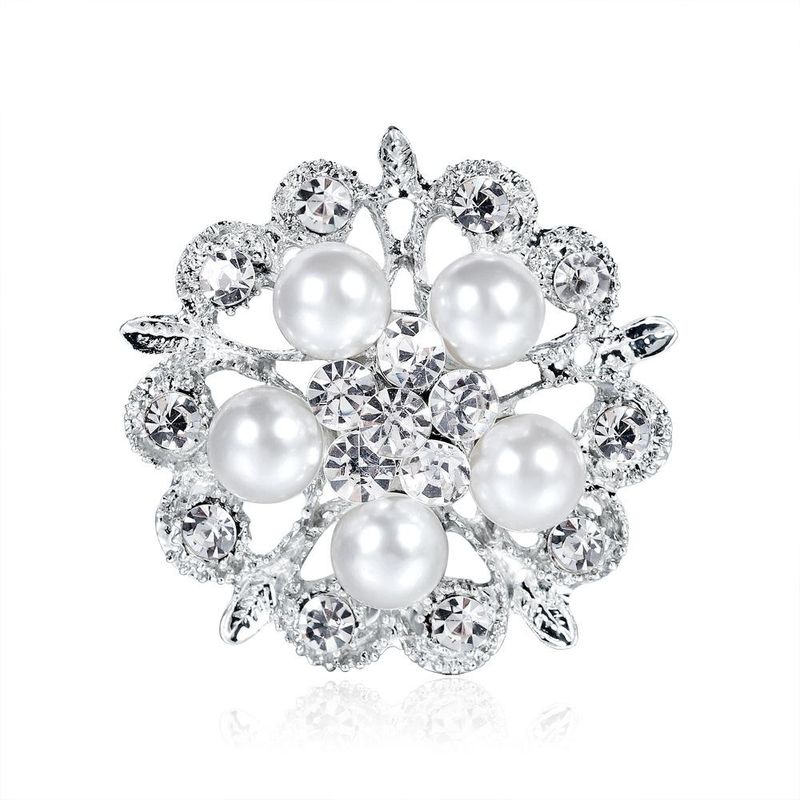 Coréenne Style Diamant Strass Broche Perle Fleur Corsage Mode Vêtements Unisexe Porter Accessoires Usine En Gros Personnalisé
