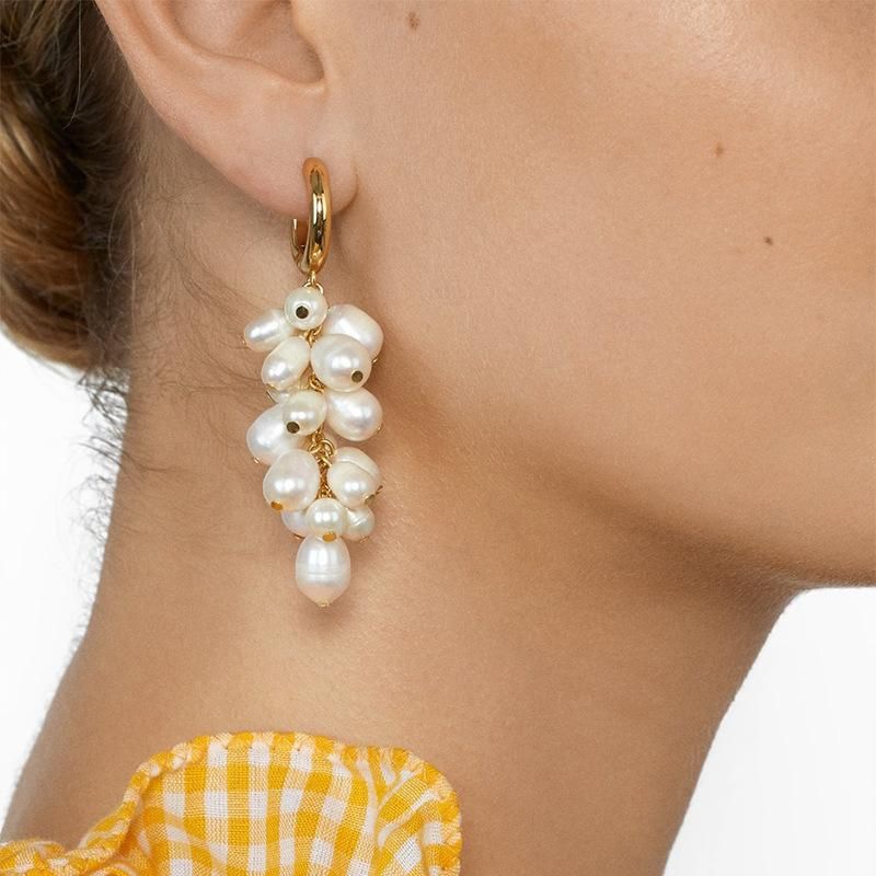 Mode Automne Nouvelle Nil Couleur Bonbon Perle Pendentif Boucles D'oreilles Européen Et Américain Doux Perle Vacances Style Boucles D'oreilles