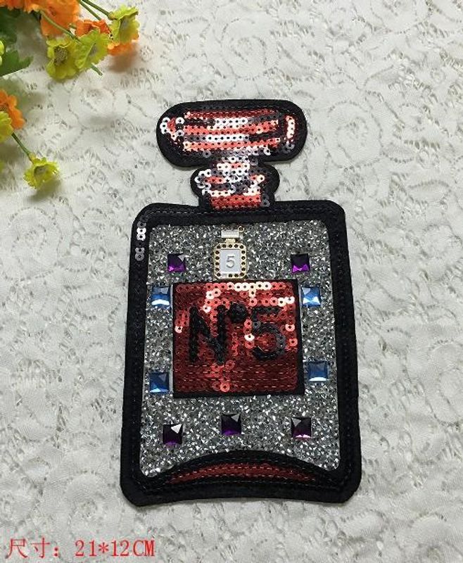 Diamant Bouteille De Parfum Sequin Patch Vêtements Applique Accessoires Vêtements Pantalon Décoration Carbink Patch Brodé Bouteille