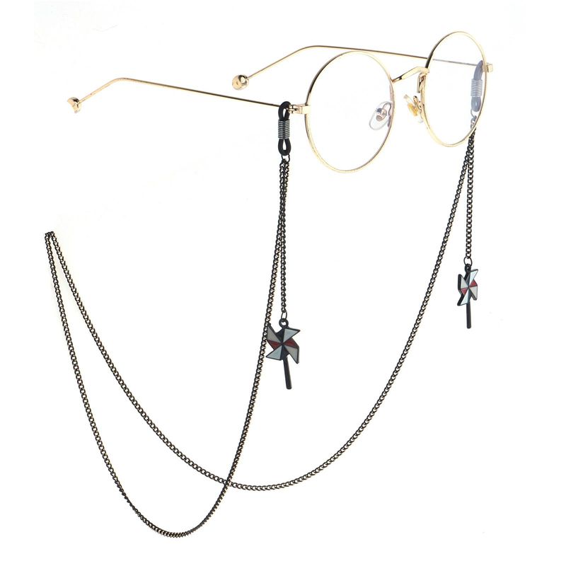 Fashion Simple Black Cartoon Windmill Glasses Chain Nhbc153893