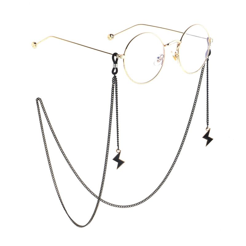 Stylish Minimalist Black Lightning Glasses Chain Nhbc153894
