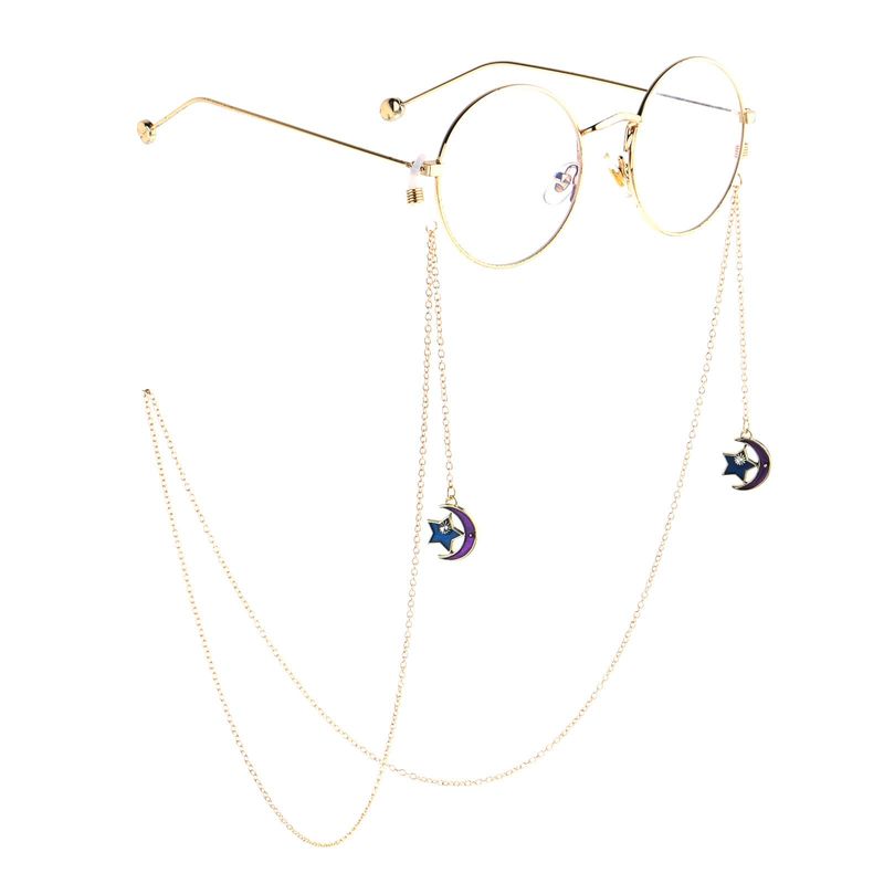 Gold Star Moon Pendant Handmade Glasses Chain Nhbc153895