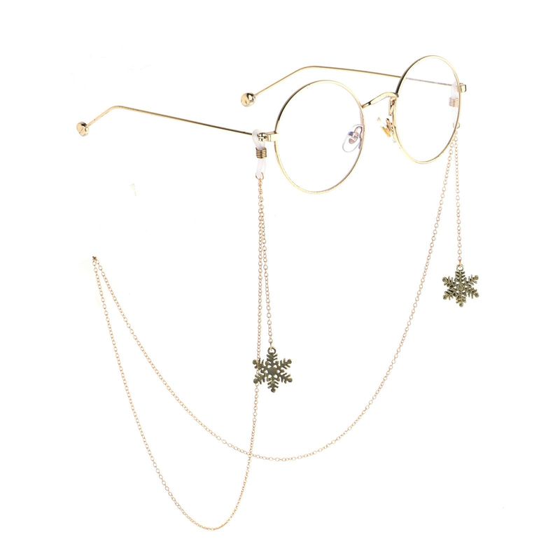 Anti-rutsch-metall-brillen Seil Gold Weihnachten Schneeflocke Anhänger Hand Gefertigte Brillen Kette Grenz Überschreitend