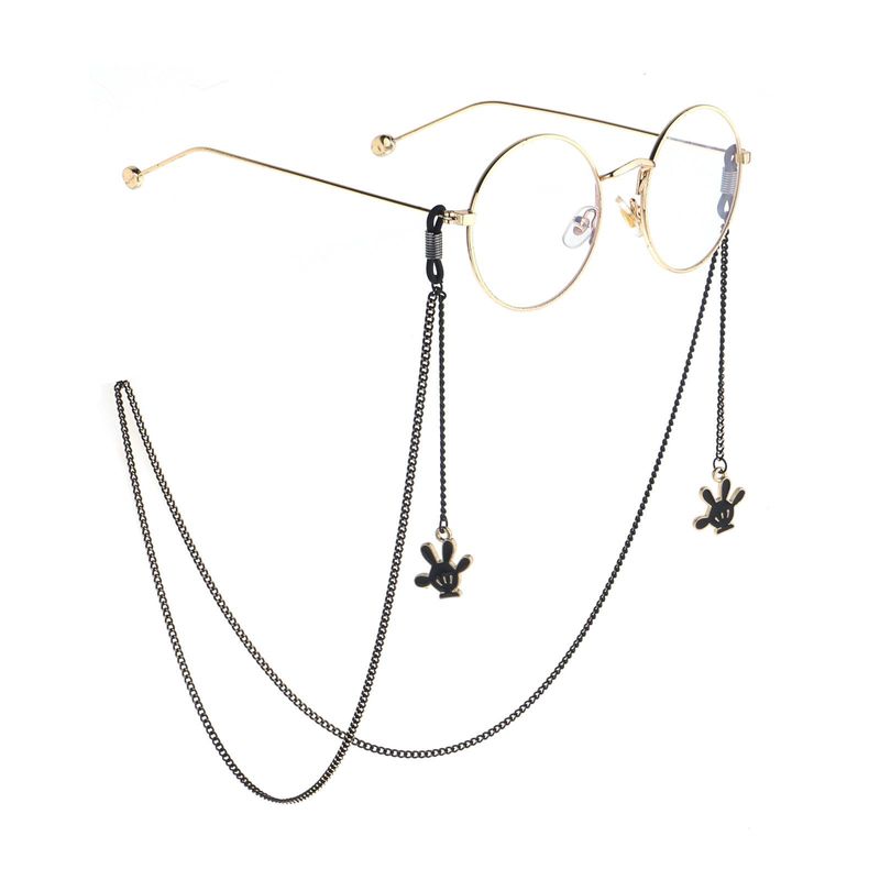 Fashion Simple Black Cartoon Palm Pendant Glasses Chain Nhbc153902