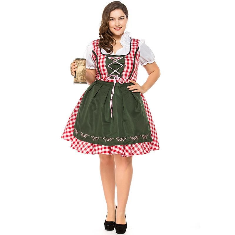 Deutsches Oktoberfest Fat People Outfit Bayerische Traditionelle Bier Kleidung Kleid Festival Party Ball Kleid Plus Größe