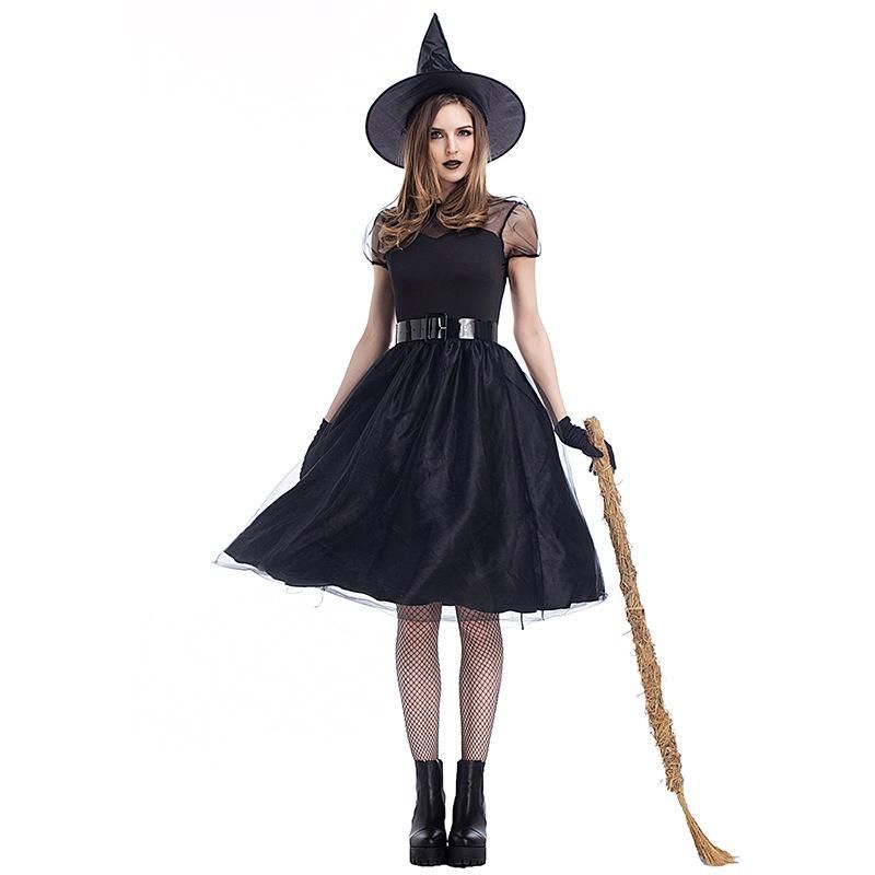 Halloween Cosplay Costume New Black Yarn Witch Suit Nhfe153914