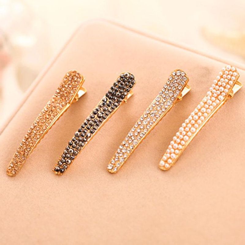 Coréen Style Simple Strass Barrettes Diamant Broches Accessoires De Cheveux De Bijoux Coréens Vente Chaude Bec De Canard Clip Gros