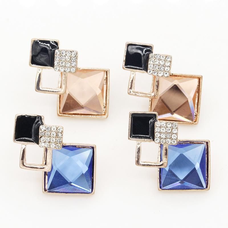Fashion Diamond Shaped Crystal Stud Earrings Nhdp154433