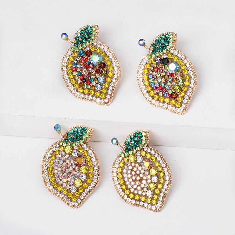 Colored Diamond Fruit Lemon Stud Earrings Nhjj154484