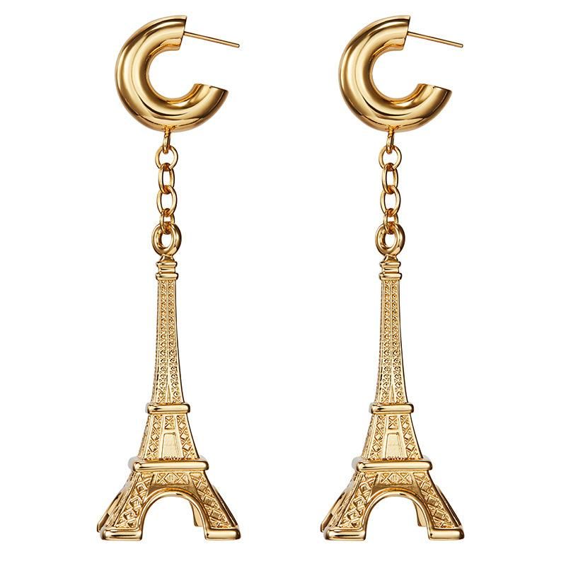 2021 Nouveau Européen Et Américain Style Baroque Paris Fer Long Géométrique Boucles D'oreilles De Mode Rue Tir Modèle Style Discothèque Boucles D'oreilles