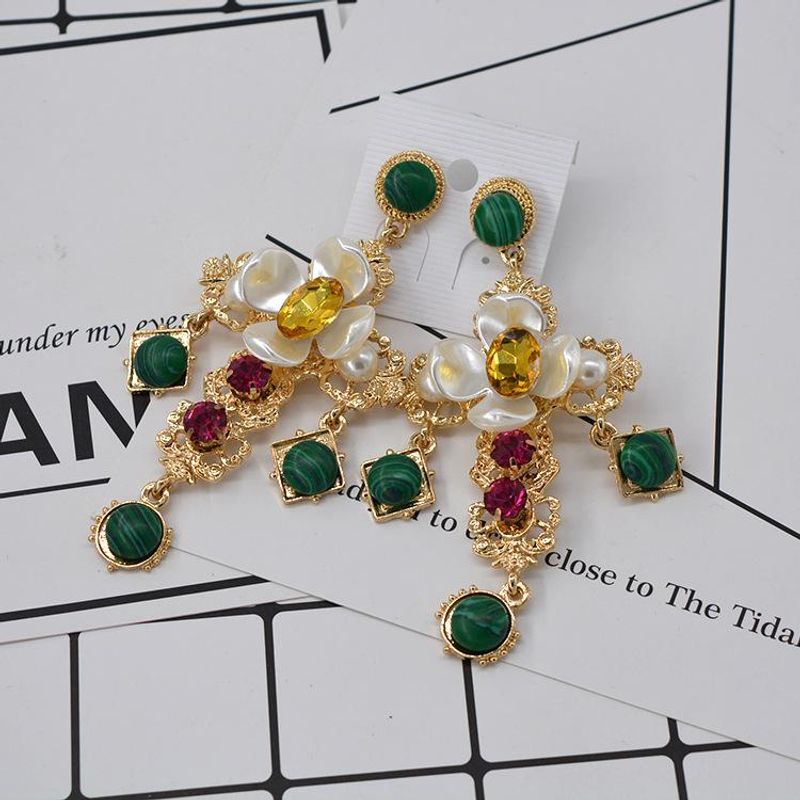 Flower Emerald Cross Earrings Nhnt154523