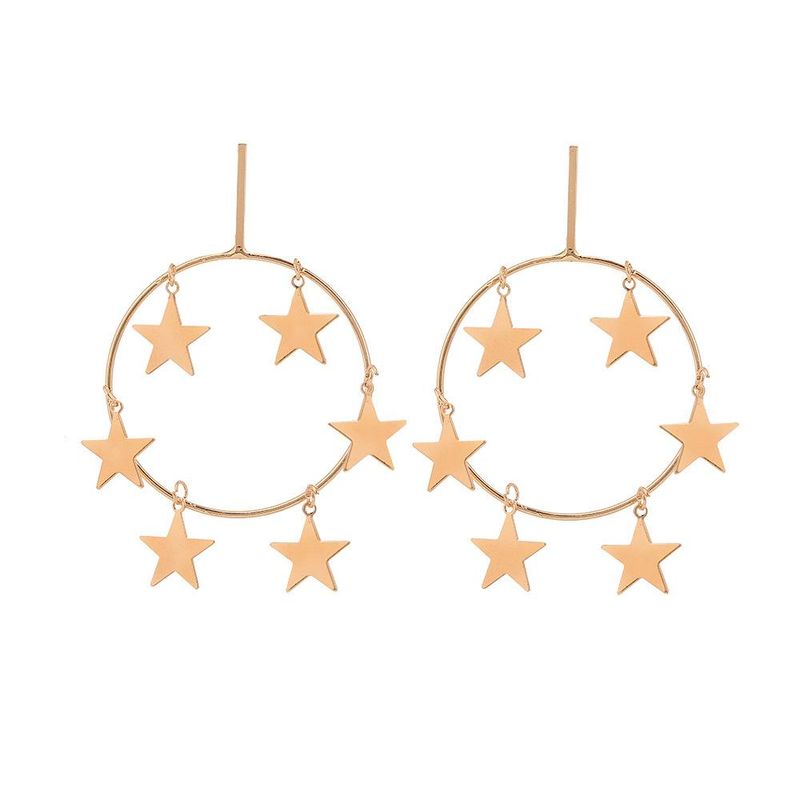 Pendientes De Estrella De Cinco Puntas Con Estrellas Geométricas De Aleación Simple Nhhn154570