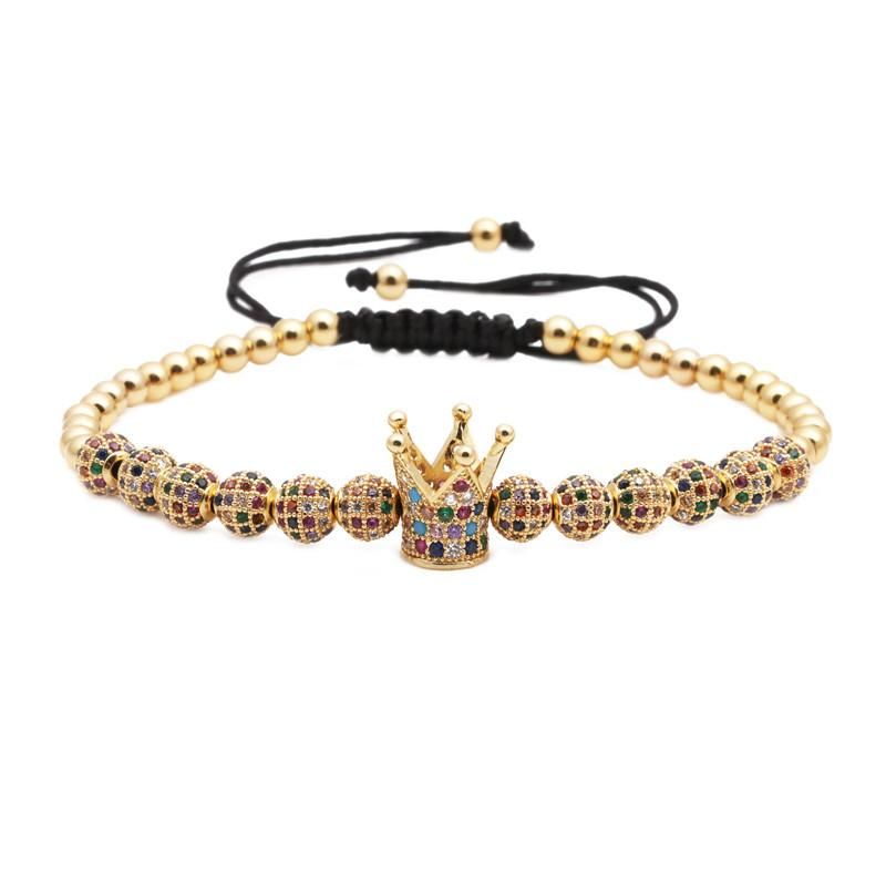 Fashion Copper Bead Woven Crown Bracelet Nhyl154660