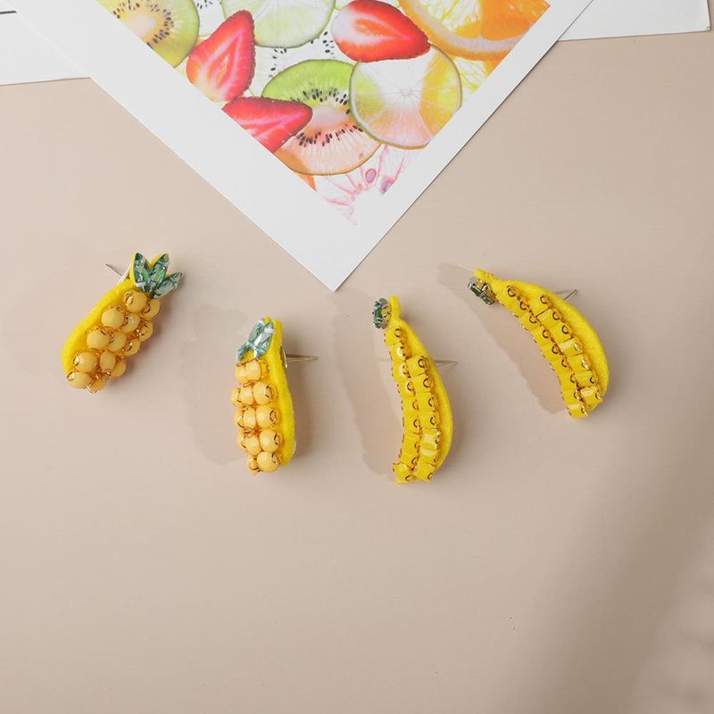 Yellow Beads Pineapple Fruit Stud Earrings Nhll154698