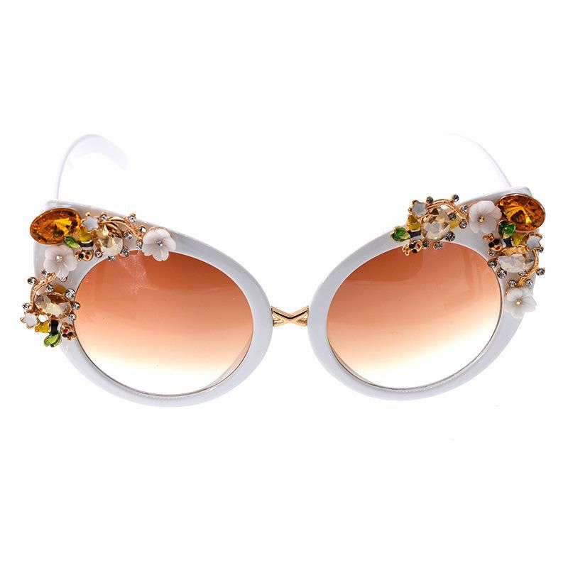 2021 New Diamond Fox Head Sonnenbrille Damen Big Frame Brille Barock Hand Gefertigte Klassische Sonnenbrille