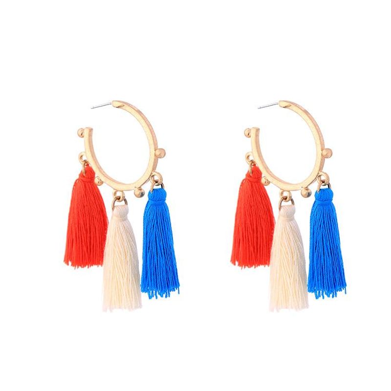 European And American Color Tassel Alloy Earrings Nhqd155000
