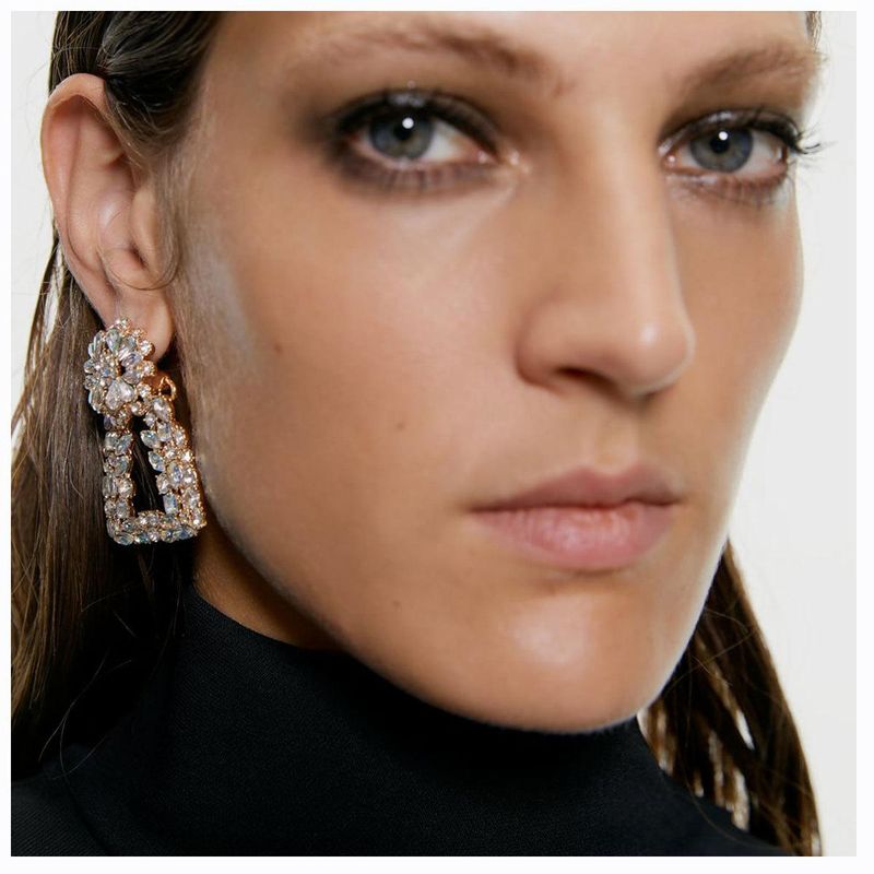 Fashion Geometric Alloy Artificial Gemstone Earrings Nhct155074