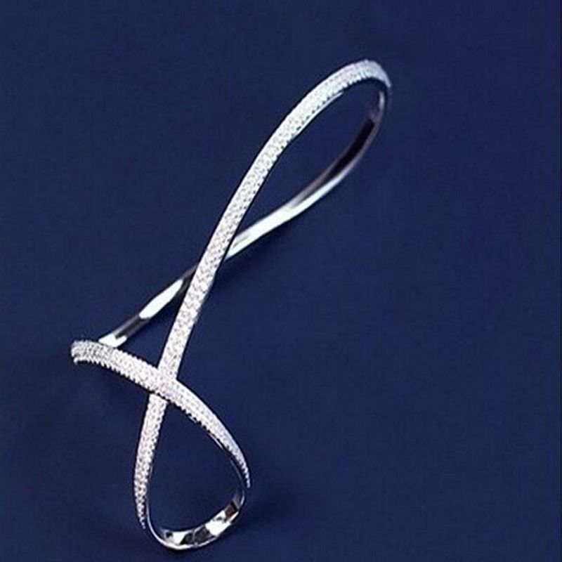 2021 Neuer Stil Europäische Und Amerikanische Übertriebene Persönlichkeit Mode Nachtclub Mode Voll Diamant Kreuz Armband Handfläche Armband Handfläche Ring Frauen Großhandel