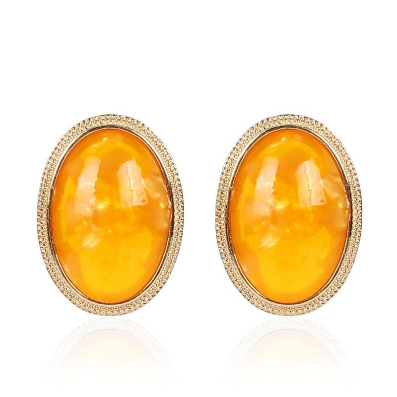 Womens Oval Acrylic Two-color Series Earrings Nhct155122