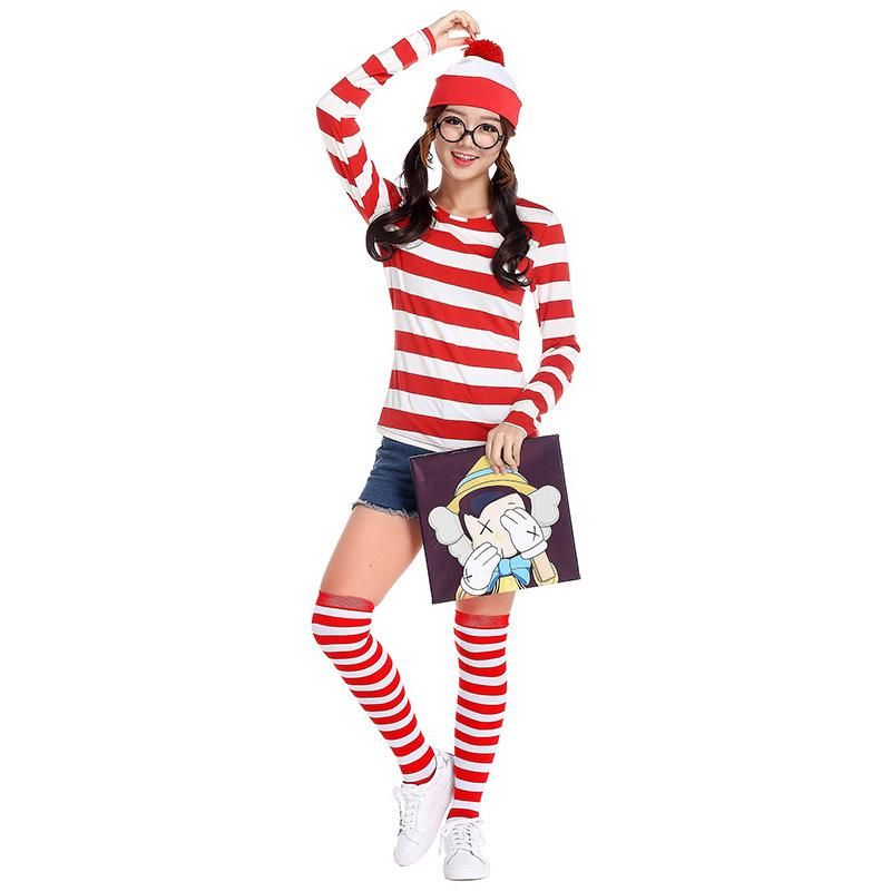 Where's Wally British Anime Character Halloween Cosplay Suit Nhfe155248