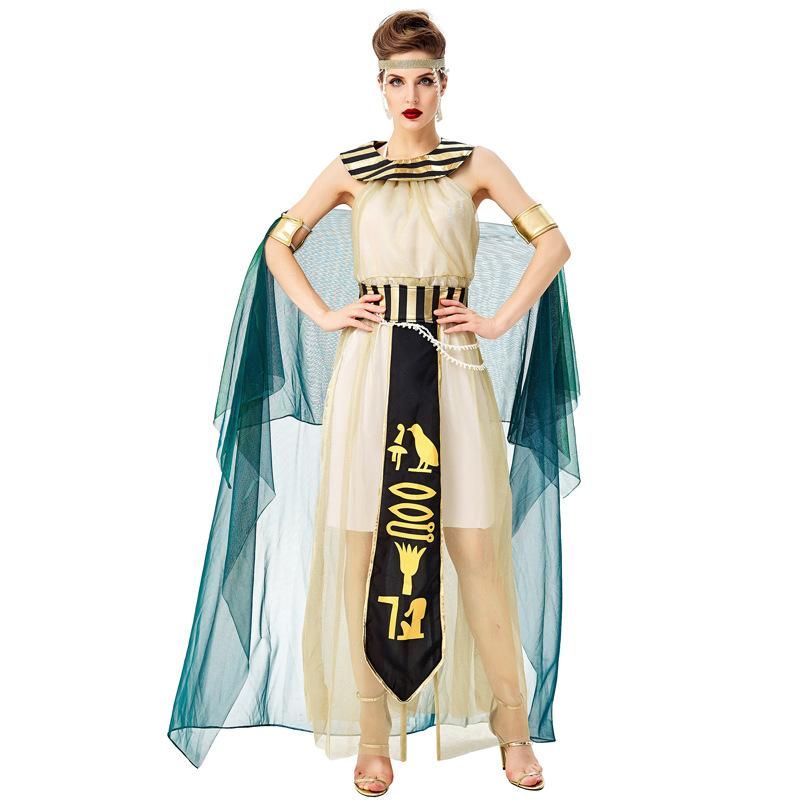 Halloween Cosplay Égyptien Pharaon Cléopâtre Déesse Costume Stade Spectacle D'opéra Performance Robe