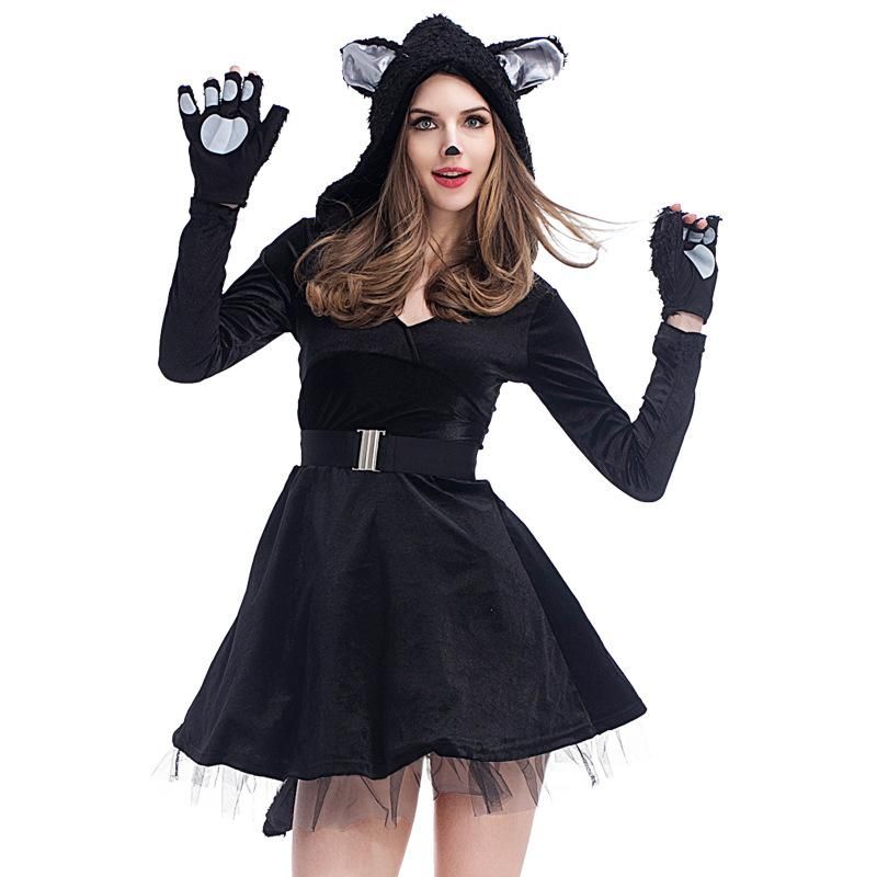 Nuevo Vestido De Gato Negro Sexy De Cosplay De Halloween Nhfe155270
