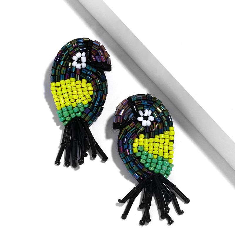 Fashion Handmade Beaded Parrot Earrings Nhas155425