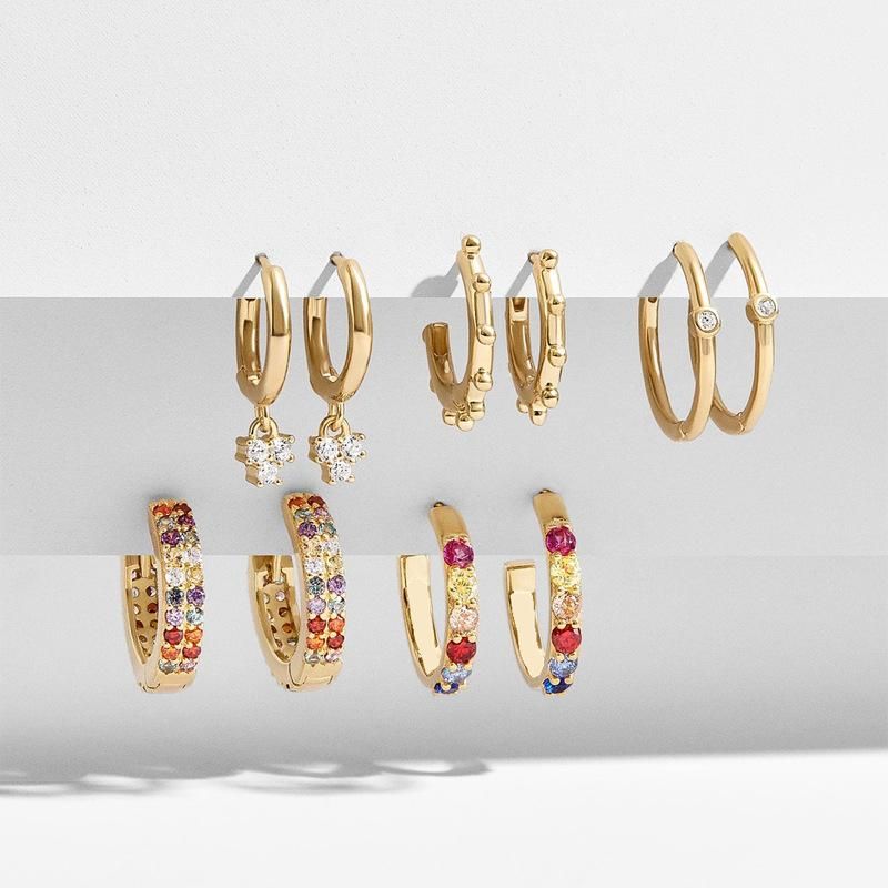 Qingdao Europäische Und Amerikanische Ohrringe Schmuck Farbe Edelstein Diamant Legierung Ohrringe Set 5 Paar Neu Außenhandel
