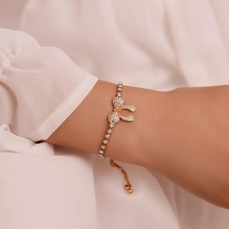 Süßes Volldiamant-schmetterlings Armband Mode Kristall Verstelltes Perlen Armband Temperament Student All-match-wald-handschmuck-armband