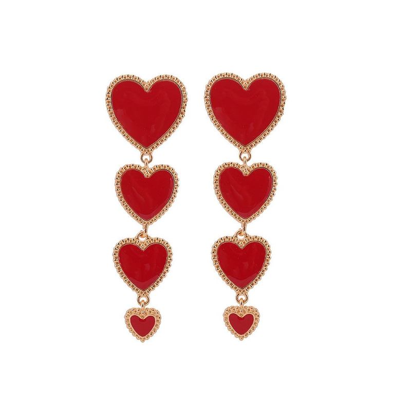 Aretes Largos De Amor Rojo Con Gotas Vintage Nhhn155548