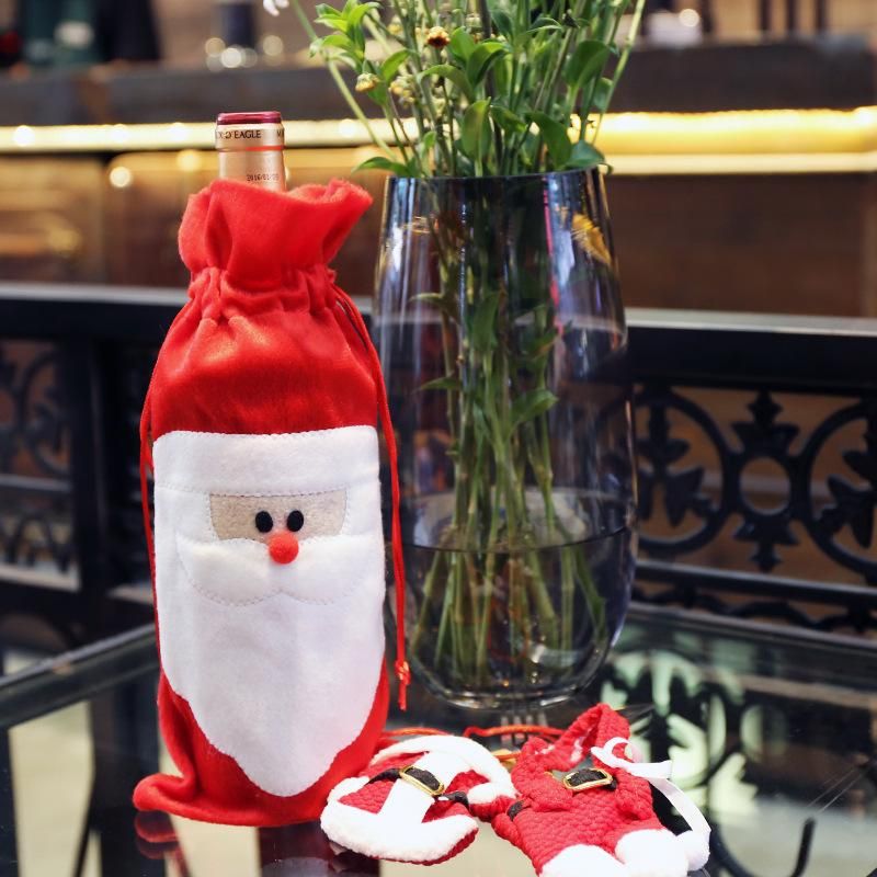 Christmas Decorations Santa Claus Red Wine Bottle Set Gift Bag Nhmv155558