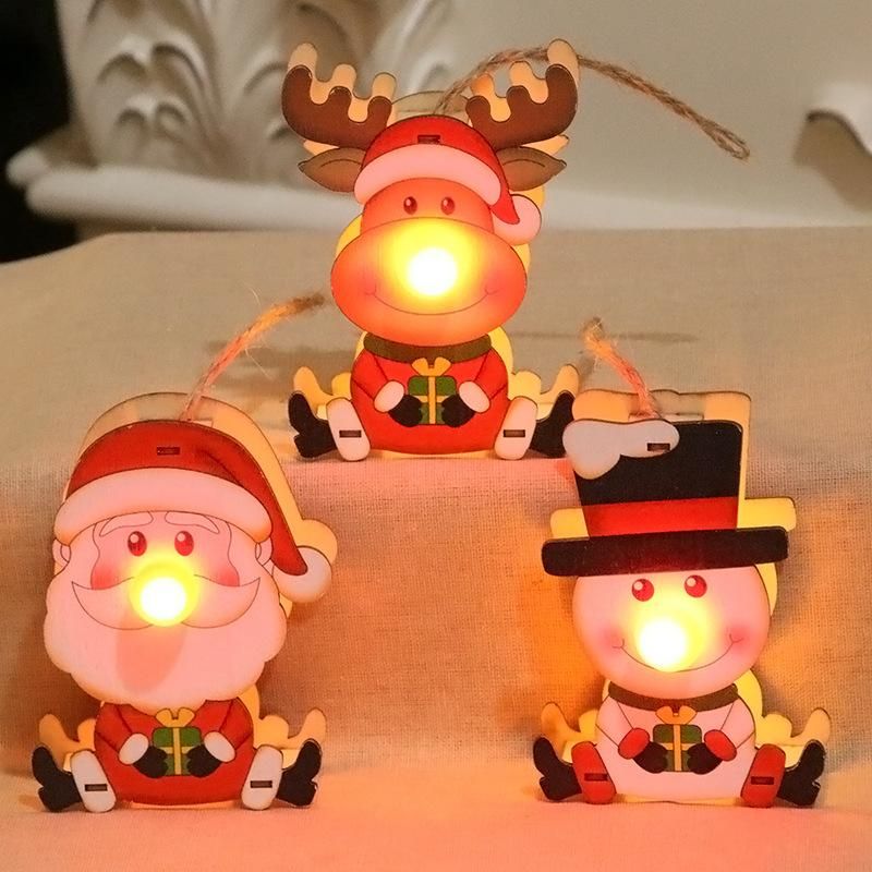 New Christmas Wooden Luminous Pendant Tree Decoration Pendant Nhmv155563
