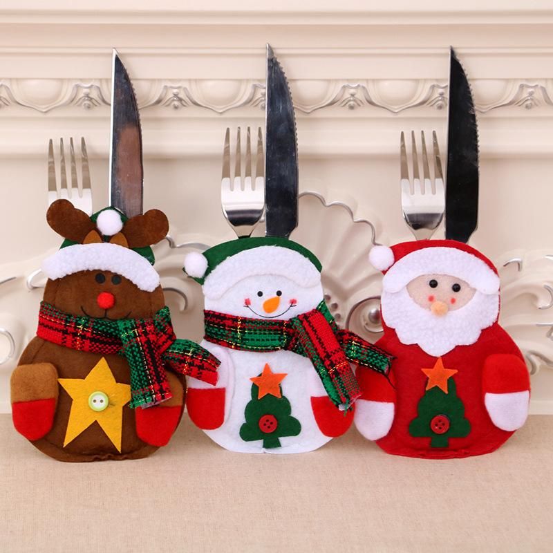 Christmas Decoration New Non-woven Santa Claus Snowman Cutlery Bag Nhmv155573