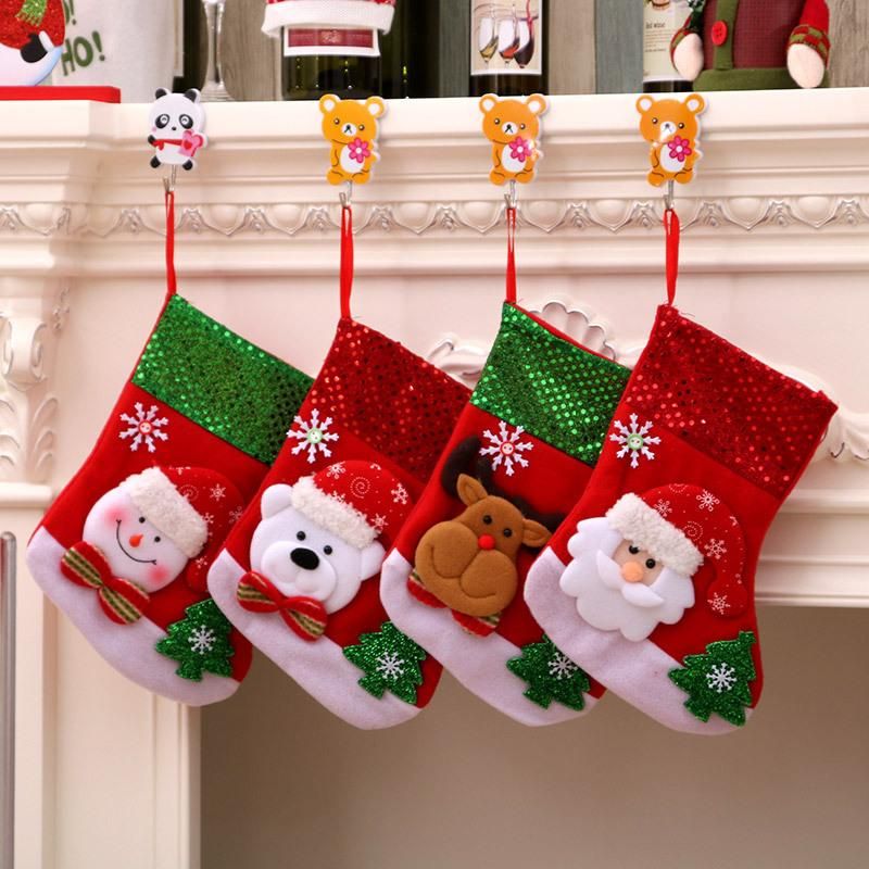 Flannel Santa Claus Christmas Socks Children's Gift Bag Nhmv155592