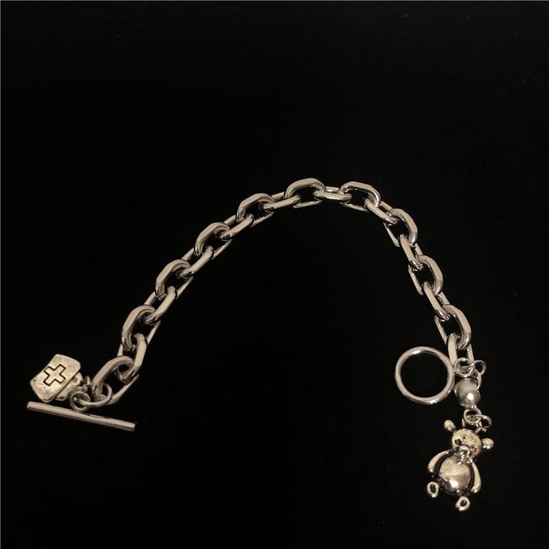 Distressed Vintage Dark Thick Chain Bracelet Nhyq149387