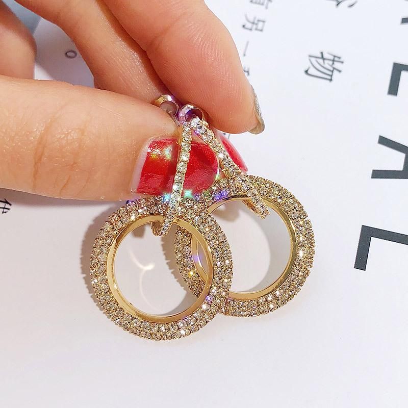Korean Temperament Geometric Circle Artificial Gemstone Earrings Nhdp149412